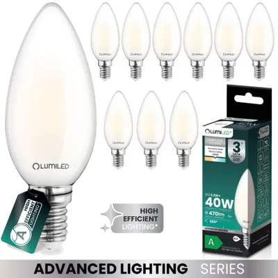 Produktbild von LUMILED 10er Set LED Lampe Ultraeffizient B35 E14  2,2W 470lm ersetzt 40W 4000K Neutralweiß Kerzenlampe Filament Milchglas 360° Abstrahlwinkel Nicht Dimmbar 10er Set