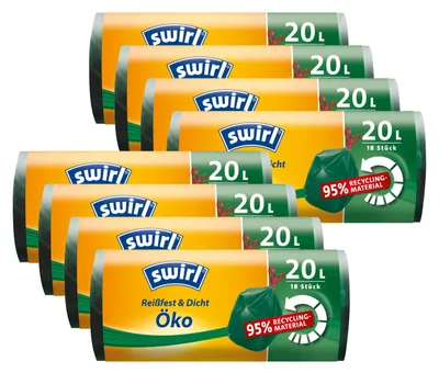 Produktbild von 8x Swirl Öko Müllbeutel 20L ( 18 stk./ Rolle ) mit Zugband