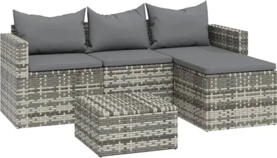 Produktbild von vidaXL 3-tlg. Garten-Lounge-Set mit Kissen Grau Poly Rattan