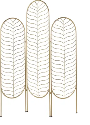 Produktbild von BELIANI Raumteiler Gold Eisen 120 x 160 cm 3-Teilig Freistellbar Faltbar Modern Wohnzimmer Schlafzimmer Garderobe Innenbereich Stellwand Paravent