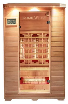 Produktbild von HOME DELUXE – Infrarotkabine REDSUN M VSS - 120 x 105 x 190 cm - für 2 Personen, 6 Vollspektrumstrahler, Holz: Hemlocktanne I Infrarotsauna, Sauna, Wärmekabine, Infrarot