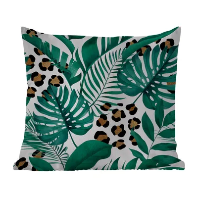 Obrázek produktu pro MuchoWow® Vnější polštář - Leopardí potisk - Listy - Vzor - Dívky - Děti - Chlapci - Děti -40x40 cm- Odolnost proti povětrnostním vlivům - polštář do