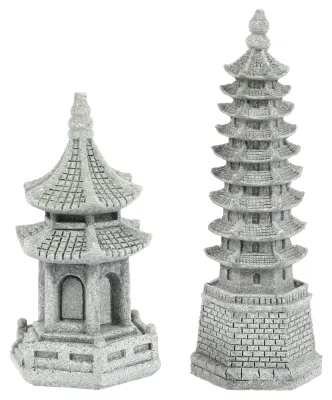 Zdjęcie produktu dla Solidchoice - Zestaw 2 miniaturowych figur pagod, idealnych do dekoracji ogrodów wróżek