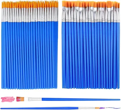 Produktbild von 80 lose flache/runde/spitze Pinsel mit Kunststoffgriffen, für Acryl-, Aquarell-, Öl- und Gesichtsmalerei