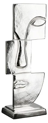 Image de Gilde Skulptur, Gesicht, "Small Lips", Gesichtsmotiv, Aluminium, silberfarben, VE 1, L. 10 cm, B. 17 cm, H. 44 cm 53984 4063387539842