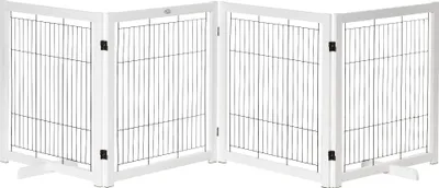 Produktbild von Absperrgitter Hund Freistehendes Schutzgitter mit Füßen 305 x 82 cm Holz Hundegitter Klappbar Treppenschutzgitter Hundeabsperrgitter für Treppen, T...