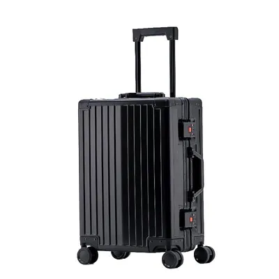 Produktbild von Aluminium Reisekoffer Schwarz 77 cm groß Trolley Hartschalen-Koffer bei Bowatex