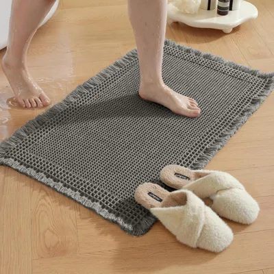 Obrázek produktu pro Koberček do koupelny, rozměry 40x60 cm, rychleschnoucí, protiskluzový, savý, pratelný, tmavě šedý