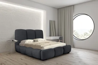 Produktbild von Polsterbett Doppelbett GRACIA 180x200cm in Stoff Allora Anthrazit