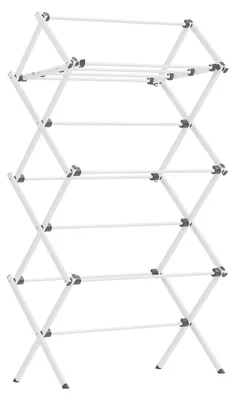 Produktbild von Wäscheständer aus weißem Stahl – faltbar – leicht – kompakt – 37 x 75 x 135,1 cm