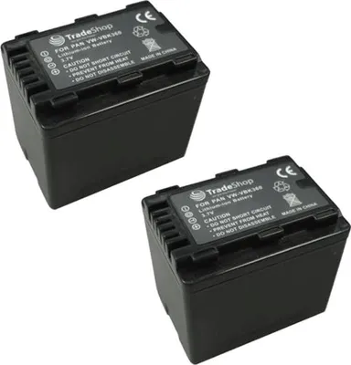 Produktbild von 2x Trade-Shop Li-Ion Akku, 3,6/3,7V ersetzt VW-VBL090 VW-VBL-090 VWVBL090 VW-VBL090E VW-VBL090EK VW-VBL090PPK für Panasonic HC-Serie HC-V10, V10EB-K, V10EB-R, V10EG-K, V10EG-R, V10GK, V10K, V10M