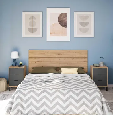 Produktbild von Bett-Set >ENZO< (4-teilig) in Nodi Eiche Nachbildung / Anthrazit - 246x39x206 (BxHxT)