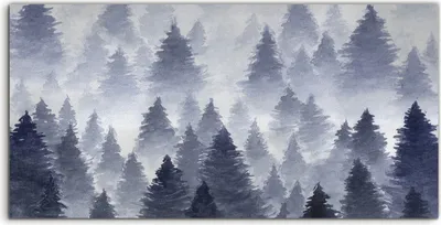 Produktbild von Coloray Acrylbild 140x70  Wandbild Acrylbilder Handgezeichnet Wald Landschaft grau
