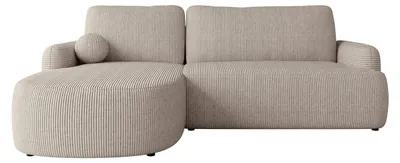 Produktbild von MIRJAN24 Ecksofa Loridu Cord, Wohnzimmmer L-Form mit Schlaffunktion und Bettkasten (Farbe: Poso 03, Seite: Links)