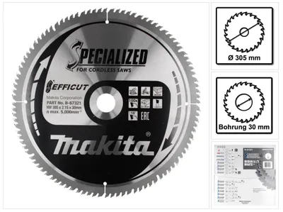Obrázek produktu pro Pilový kotouč Makita EFFICUT 305 x 30 mm - 100 zubů