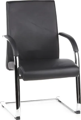 Produktbild von hjh OFFICE Freischwinger mit Armlehnen BAROLO V Leder Stuhl für Büro Zuhause, Besucherstuhl Schwingstuhl bis 110 kg belastbar