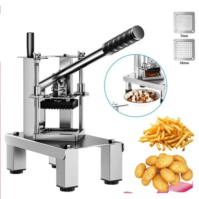 Obrázek produktu pro Profesionální kráječ na hranolky se 2 náhradními čepelemi, čepel 1/4" a 3/8" Jednoduchý kráječ na kostky Citronový kráječ na brambory na hranolky s prodlouženou rukojetí