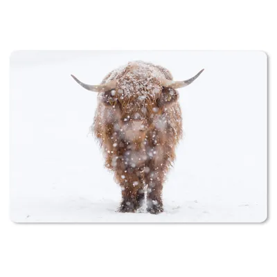 Produktbild von MuchoWow® Mauspad Mousepad Schottischer Highlander - Kuh - Schnee 27x18 cm - Mousepads - Maus Mat - Pad - Mausunterlage - Büroartikel - Desk Matten