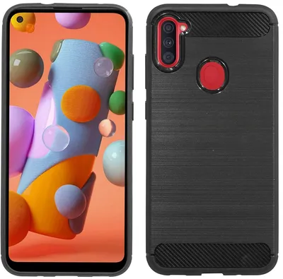 Produktbild von cofi1453® Silikon Hülle Bumper Carbon kompatibel mit SAMSUNG GALAXY A11 (A115F) Case TPU Soft Handyhülle Cover Schutzhülle Schwarz