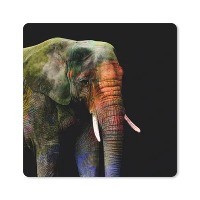 Produktbild von MuchoWow® Mauspad Mousepad Elefant - Farben - Tier 20x20 cm - Mousepads - Maus Mat - Pad - Mausunterlage - Desk Mat - Bureauartikeln