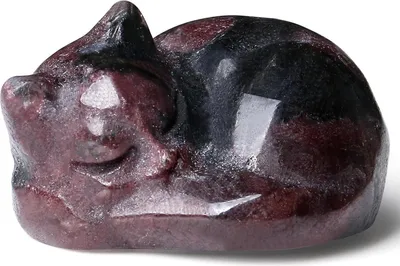 Image de Grenat chat cristal Figure Chat dormant Décor pierre Statue pierre précieuse Cadeau mignon amoureux des chats