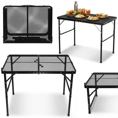 Produktbild von Klappbarer Campingtisch schwarz, höhenverstellbar 90 x 60 x 40/70 cm