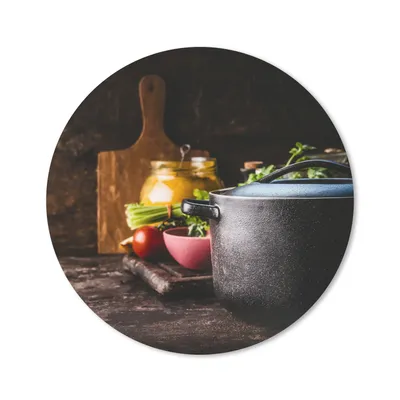 Produktbild von MuchoWow® Mauspad Mousepad Rustikal - Stilleben - Pfanne - Gemüse 40x40 cm - Mousepads - Maus Mat - Pad - Mausunterlage - Schreibtisch Accessoires