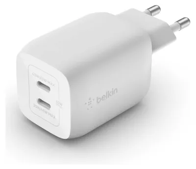 Immagine prodotto di Belkin BOOST CHARGE PRO GaN - Alimentatore - Tecnologia PPS e GaN - 65 Watt - Carica rapida, PD 3.0 - 2 porte di uscita (2 x USB-C)