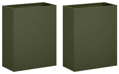 Image de vidaXL Jardinières pour plantes, lot de 2, vert olive, 40 x 20 x 50 cm