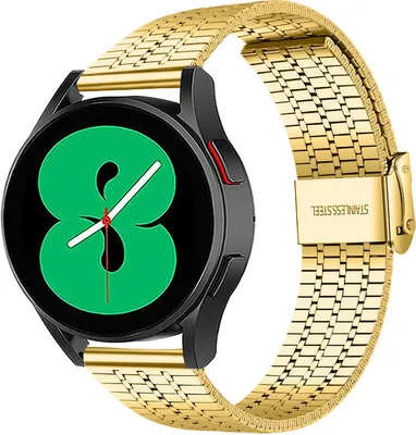 Produktbild von Strap-it Luxus-Uhrenarmband aus Edelstahl – Samsung Galaxy Watch 7 (40 & 44 mm) / Watch 6 (Classic) / Watch 5 (Pro) / Watch 4 (Classic) / FE – Metallarmband Galaxy Watch – Gold