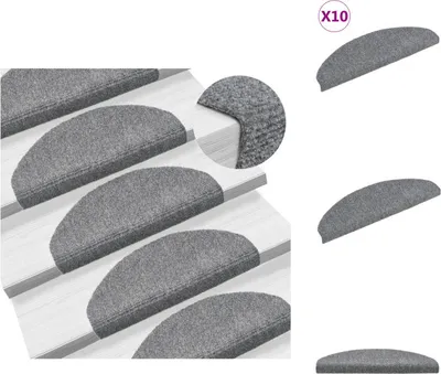 Produktbild von vidaXL Selbstklebende Treppenmatten 10 Stk. Hellgrau 65x21x4 cm - Stufenteppiche
