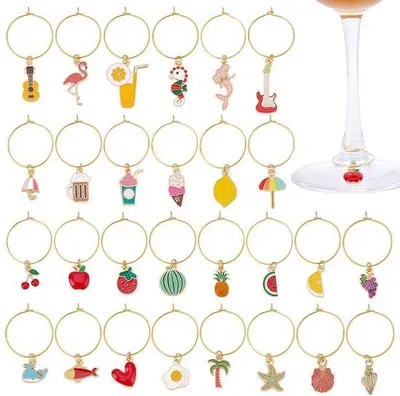 Produktbild von Set mit 28 lustigen Glasmarkern für Partys