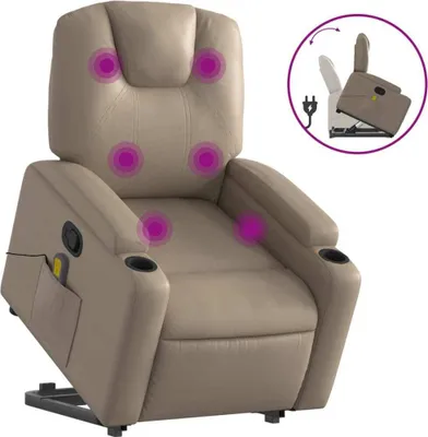 Produktbild von vidaXL Massagesessel mit Aufstehhilfe Cappuccino-Braun Kunstleder