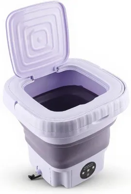 Produktbild von Tragbare Waschmaschine – Mini-Waschbecken – Wäsche waschen – Faltbares Design – 11 Liter Fassungsvermögen – Weiß