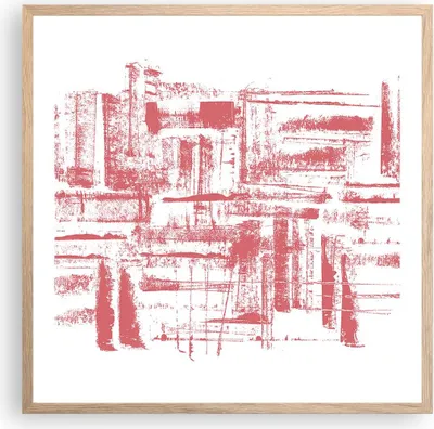 Produktbild von Gerahmtes Poster - Rahmen in heller Eiche - Rot Textur Muster - 60x60 cm - Wand Bild - Wanddeko - Wandbilder - Kunstposter - Wandposter - Bilderrahmen - Bilder - Kunstdruck - P2NAC60x60-5048