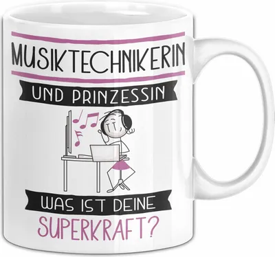 Produktbild von Musiktechnikerin Und Prinzessin Tasse Geschenk Für Eine Musiktechnikerin Geburtstag Was Ist Deine Superkraft (Weiß)