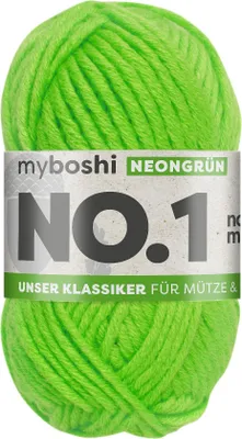Produktbild von myBoshi Nr.1, Grün, Wolle, 55 m, 70% polyacrylic/30% merino, neongrün, 6 - 7