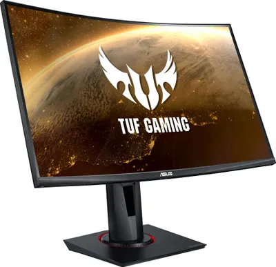 A gaming monitor on a white background.