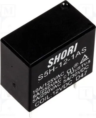 Produktbild von 1x Relais: elektromagnetisch USpule : 12VDC   5A/250VAC S5H-12-1AS Elektromagnetis