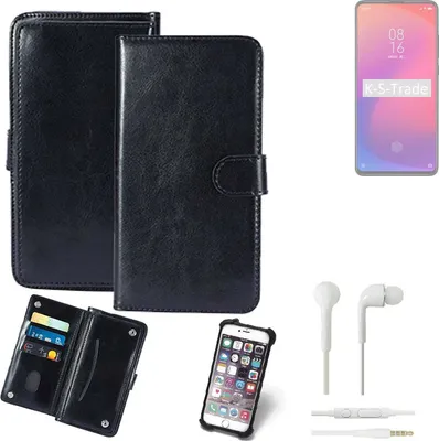 Produktbild von K-S-Trade 360° Hülle kompatibel mit Xiaomi Redmi 7 inkl. Headphones schwarz Kunstleder Case BookCase WalletCase Kunstlederederhülle Handyhülle,