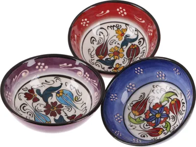 Produktbild von 3`er Set Orientalische Schüsseln, Schale, Müslischale Ø 13 cm, Handbemalt - Set 10, Mehrfarbig, Keramik, Schalen, Schüsseln