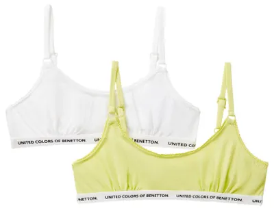 Immagine prodotto di Set da ragazza United Colors of Benetton, composto da 2 reggiseni (modello 3mc10r1in), colore giallo, taglia 120 cm