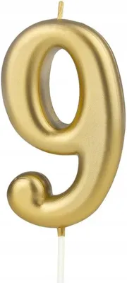 Produktbild von PartyPal Kerze Zahl 9 Gold Tortendekoration 7,5 cm