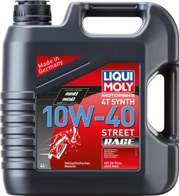 Produktbild von Liqui Moly Motorbike 4T Synth 10W-40 Street Race 4 Liter Kanister API SN PLUS, JASO MA2 vollsynthetisch