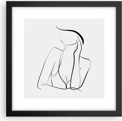 Produktbild von Gerahmtes Poster - Schwarzer Rahmen - Frau Linien Minimalismus - 30x30 cm - Wand Bild - Wanddeko - Wandbilder - Kunstposter - Wandposter - Bilderrahmen - Bilder - Kunstdruck - P2BAC30x30-4488