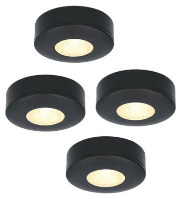 Image de HOFTRONIC - Lot de 4 spots LED en saillie 3W 2700K IP44 Noir