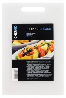 Productafbeelding van Chef Aid wit snijplank, 31 x 18 x 0,9 cm, van kunststof, lichtgewicht, dubbelzijdig