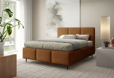 Produktbild von Polsterbett Schlafzimmerbett MIAMI 140x200cm in Stoff Coral Rostbraun