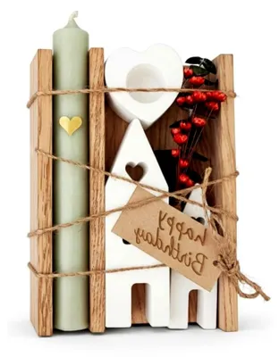 Produktbild von Geschenkset mit Kerzen zum Geburtstag | Geschenk für Frauen oder Freundinnen | Mitbringsel | Kerzen-Deko mit Trockenblumen