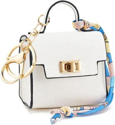 Produktbild von Mini-Münzgeldbörse als Taschen- und Schlüsselanhänger für Damen, kleine Make-up-Tasche mit Reißverschluss, Weiß